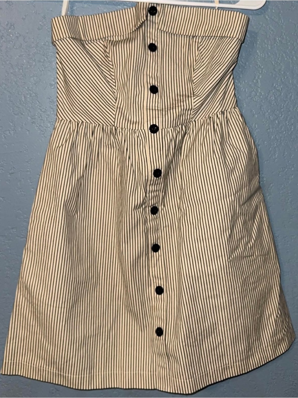 Cooperative Black-and-Off White Strapless Button Front Dress